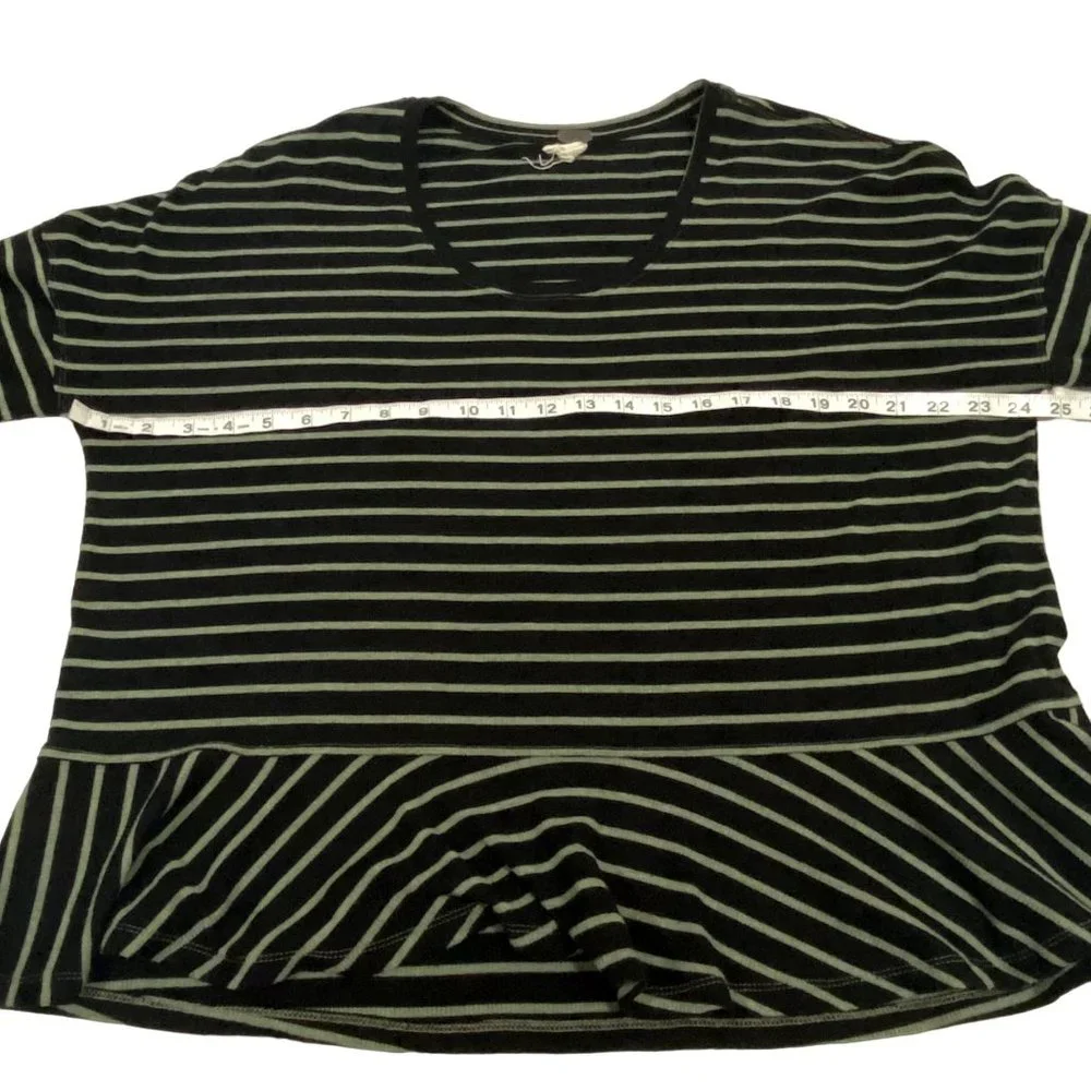 Free People We the Free Round About‎ Striped Top Black and Green Size M